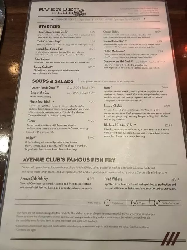 Avenue Club and the Bubble Up Bar